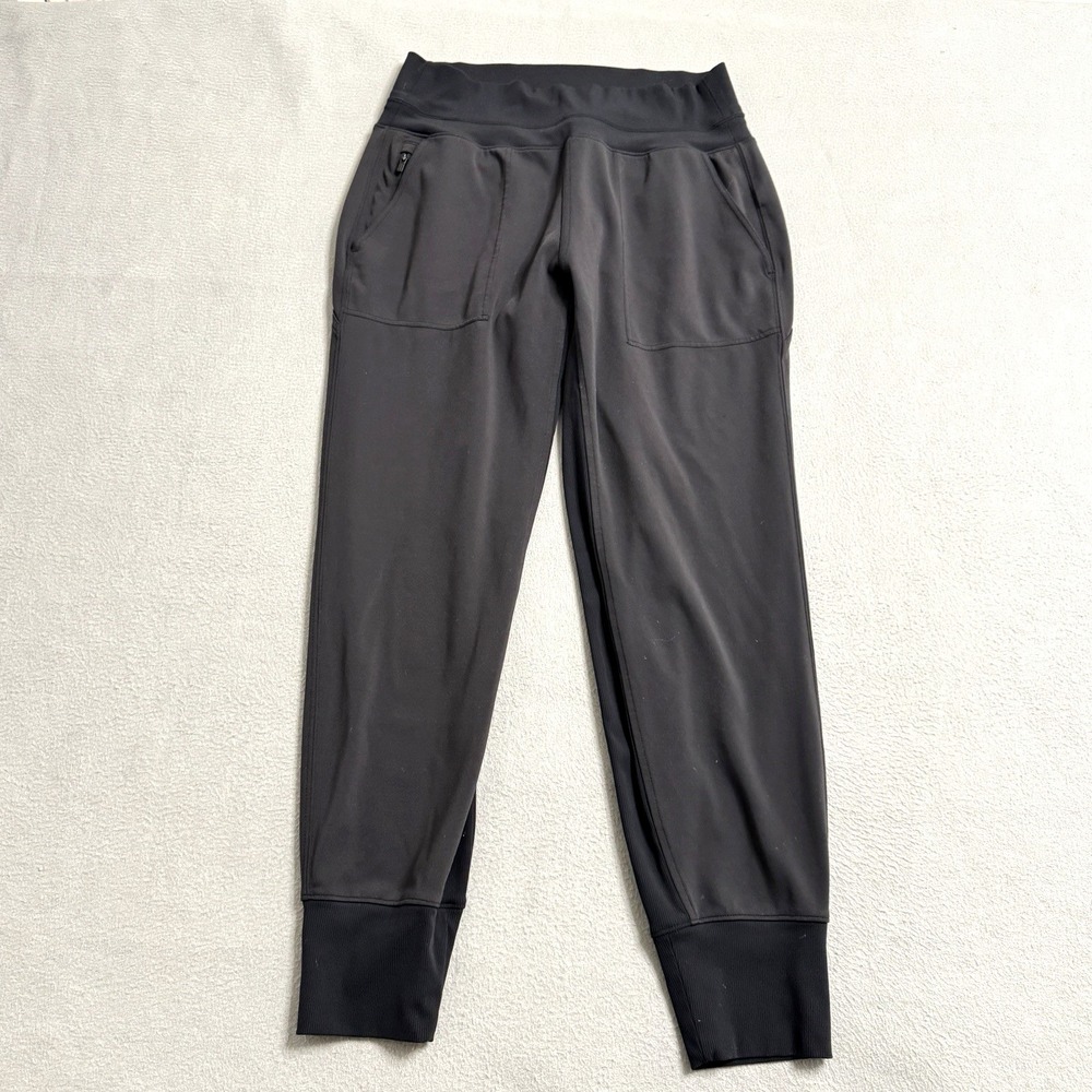 Athleta Venice Jogger Womens Medium Black Athletic Pants Stretch Zip Pocket